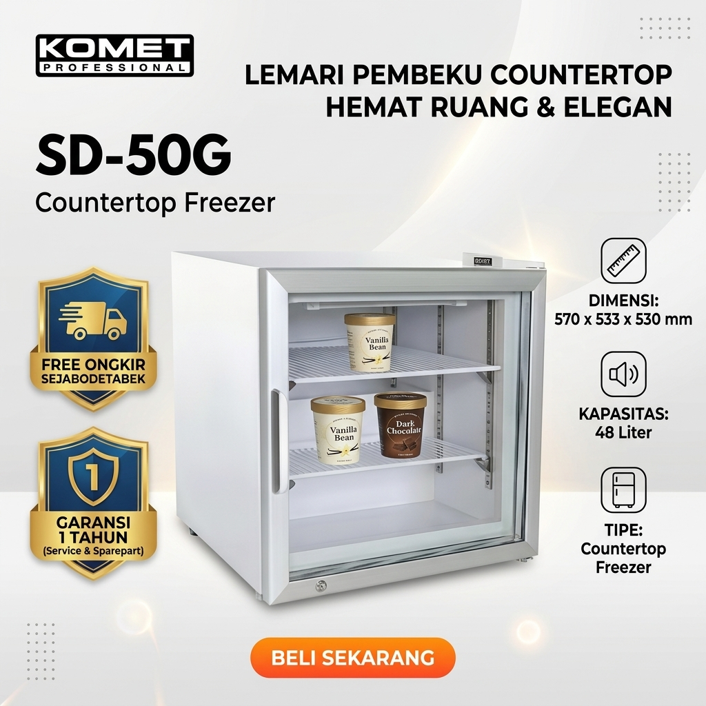 KOMET SD50G Counter Top Freezer 48 Liter - Garansi 1 Tahun
