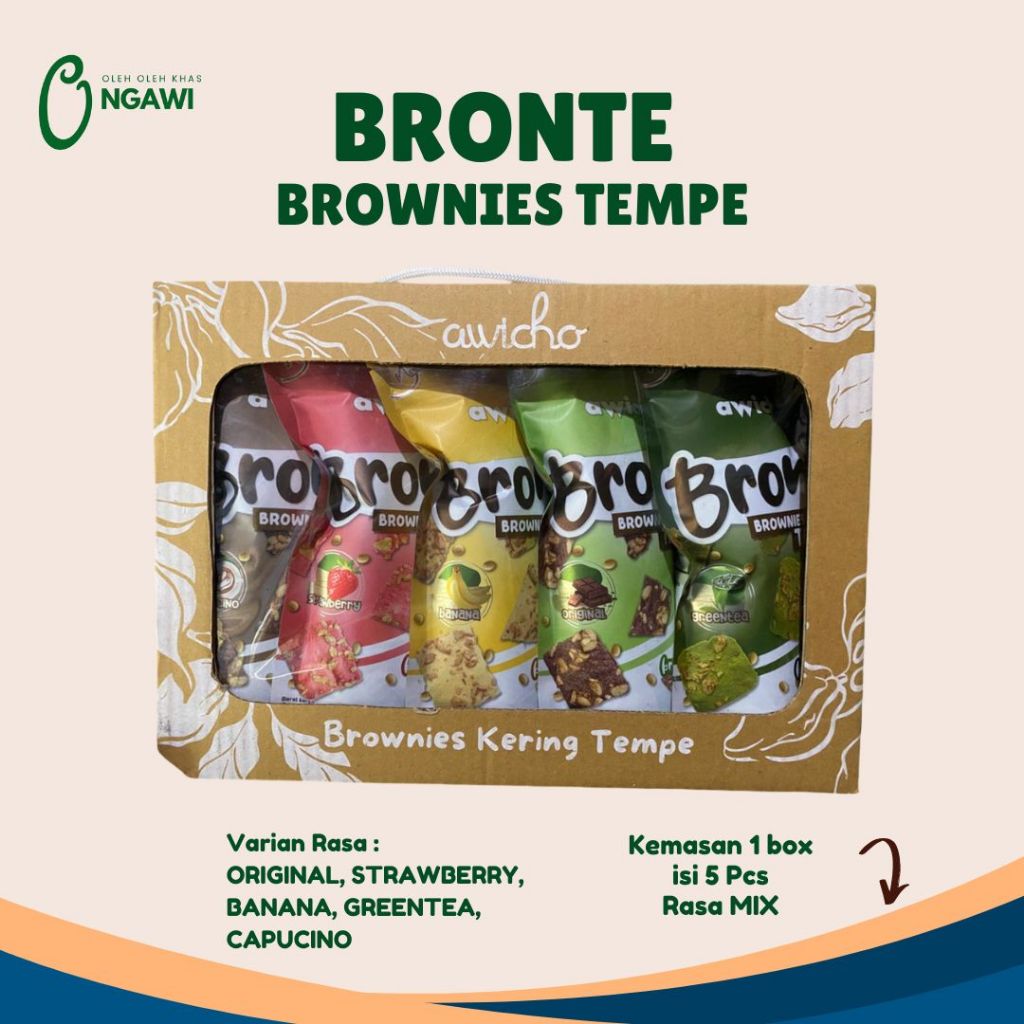 AWICHO bronte PACK ISI 5, brownis tempe kering, bronte ngawi, oleh oleh ngawi