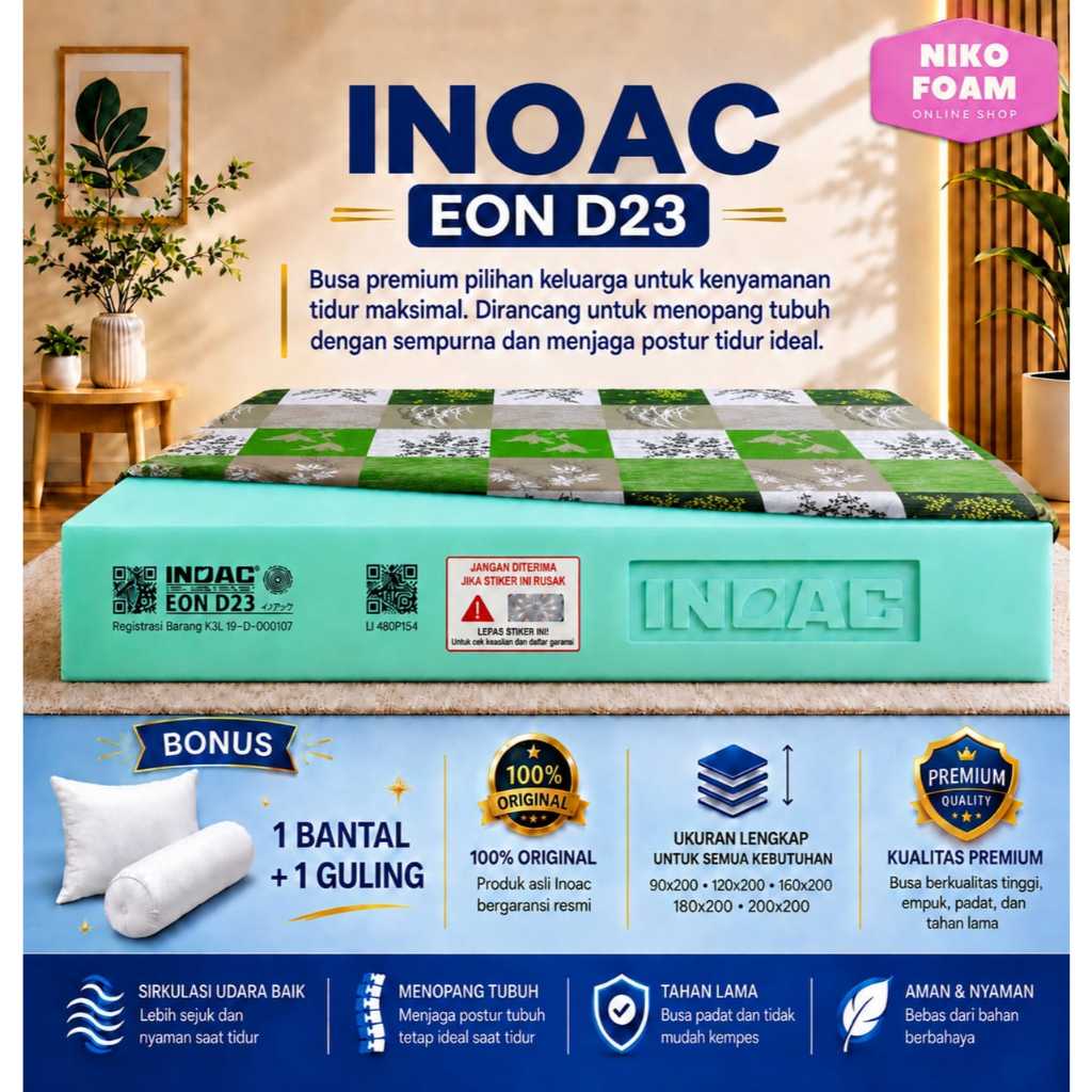 Kasur Busa INOAC No. 3 Original Ukuran 145x200x30 cm Garansi 10 Tahun