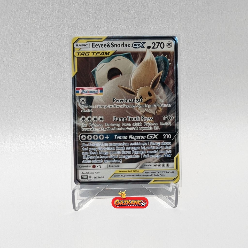 Kartu Pokémon Eevee & Snorlax GX 166/SM-P [Promo Indomaret] – Pokémon TCG Indonesia Exclusive Promo 