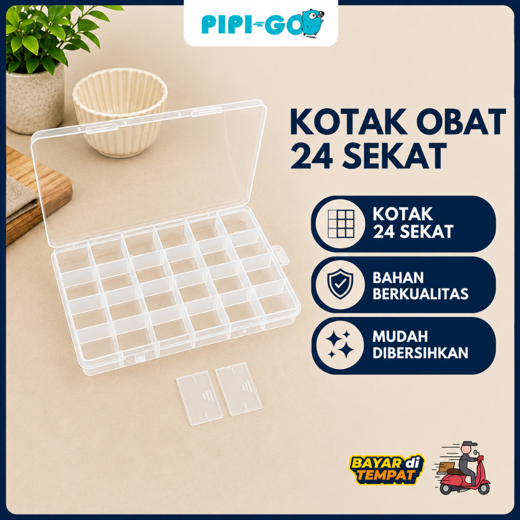 PPG.- Storage Box Case Organizer 24 Sekat Bisa Lepas Pasang Tempat Aksesoris Storage Box 24 Sekat Ko