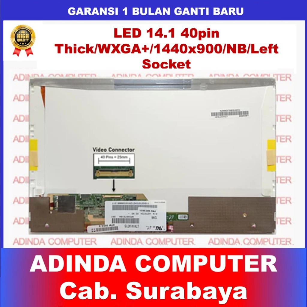 LED LCD Laptop 14.1 Inch 40 Pin Tebal
