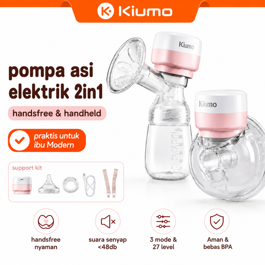 Kiumo pompa asi elektrik pumping handsfree breast pump portable pomping asi 2in1