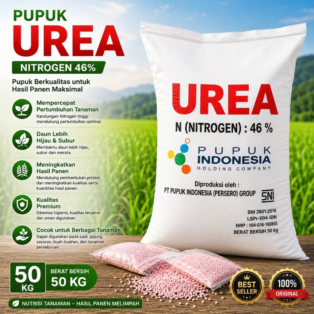 Promo Hemat Pupuk Urea Pupuk Indonesia 1 KG 100% Tanaman Lebih Hijau - Original Butiran Merah Premiu