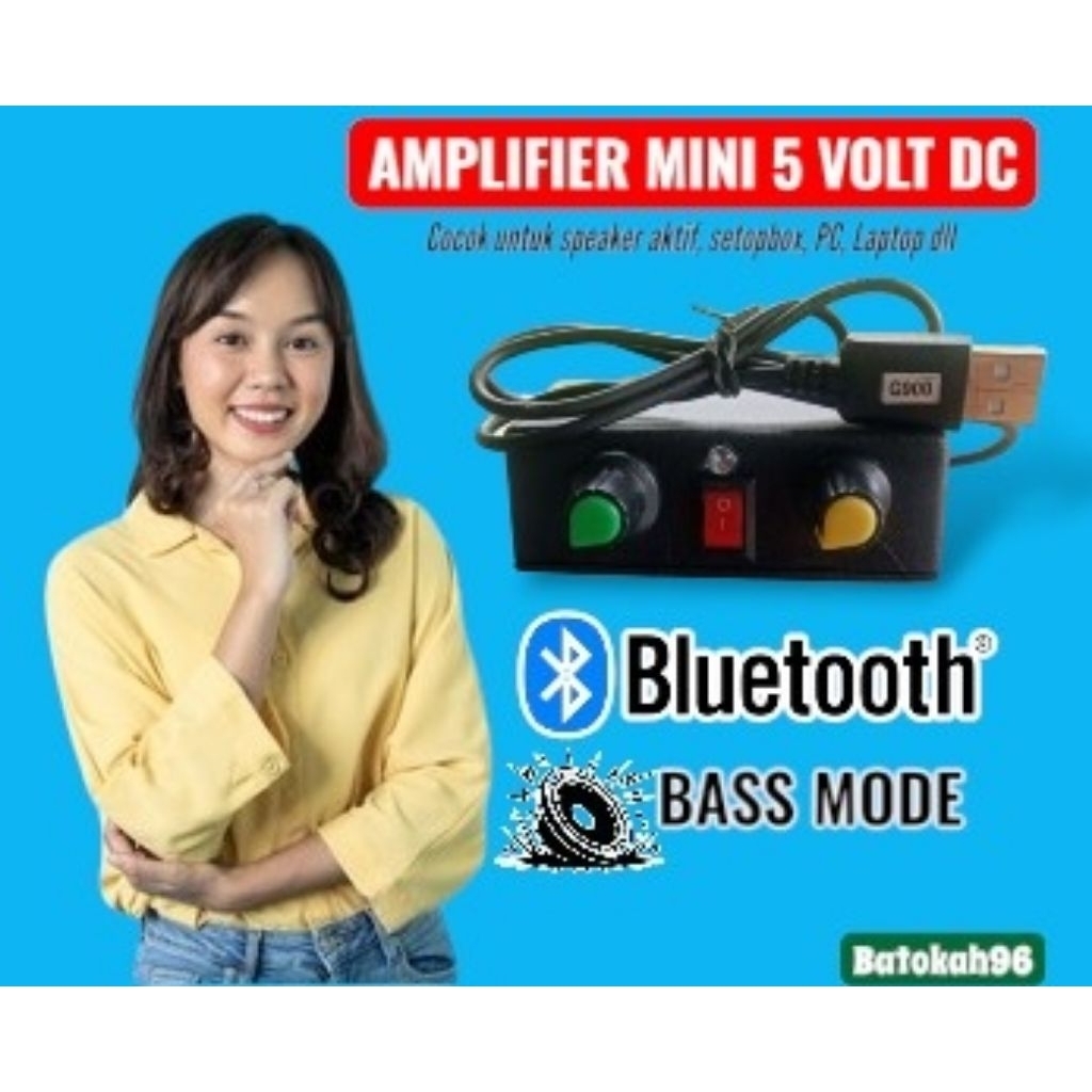 Amplifier Mini 5 Volt ada setelan bass Bluetooth & jek ke hp/mp3 bass jedug