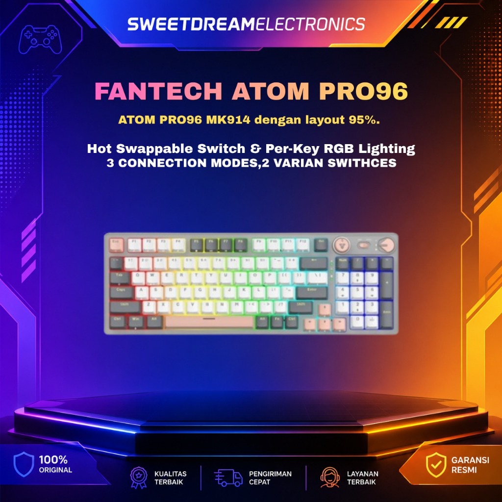 Fantech ATOM PRO 96 MK914 Wireless Mechanical Keyboard 96% Tri-Mode RGB Hot-Swappable