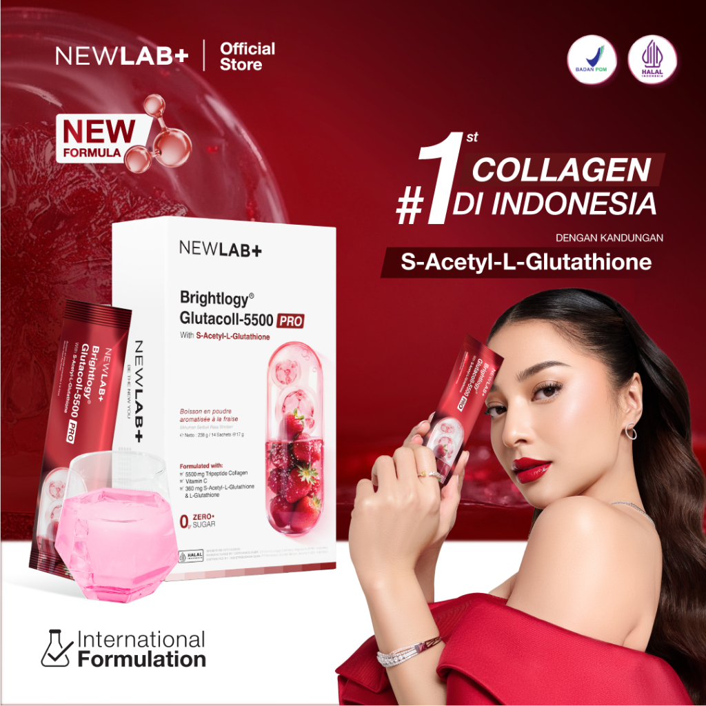 NEWLAB Brightlogy GlutaColl-5500 | Minuman Glutathione & Collagen Drink