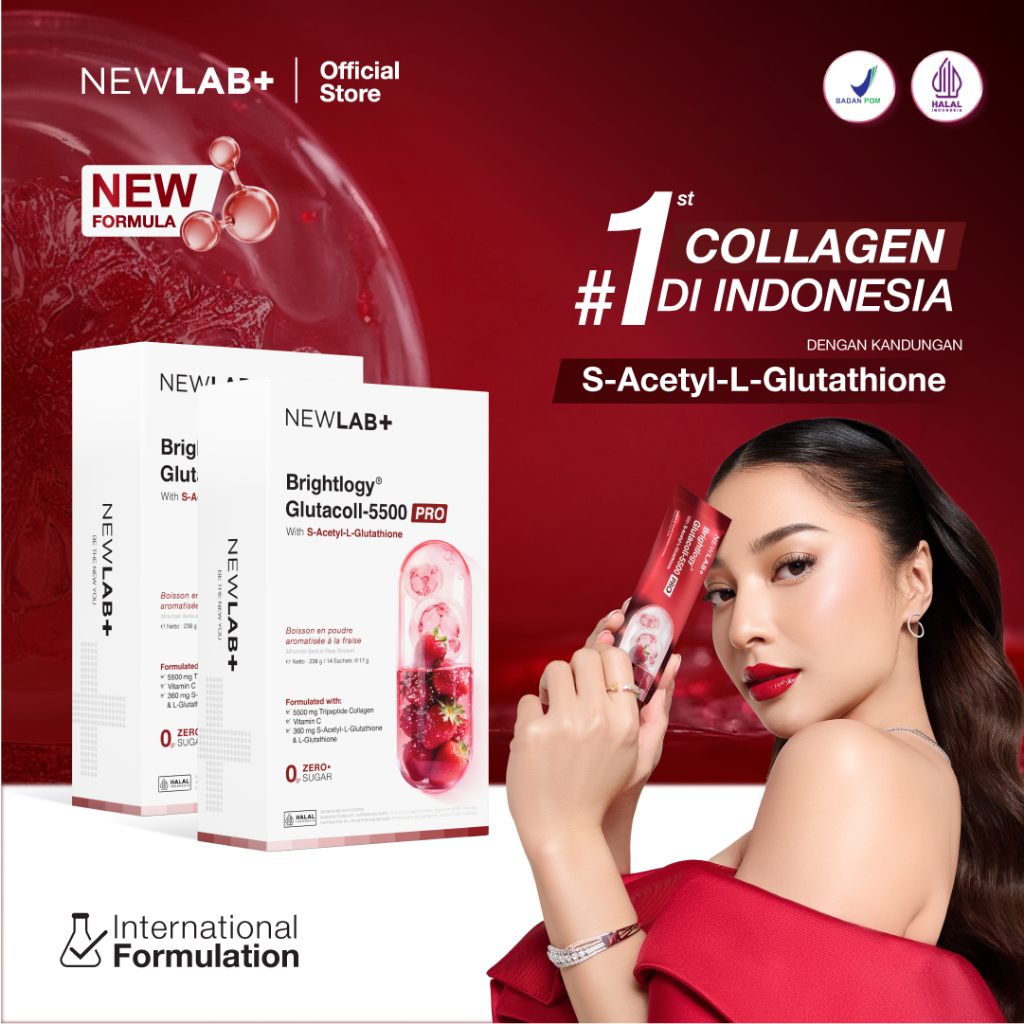 NEWLAB Paket Hemat 2 Box Brightlogy GlutaColl-5500 | L- Glutathione | Collagen Drink