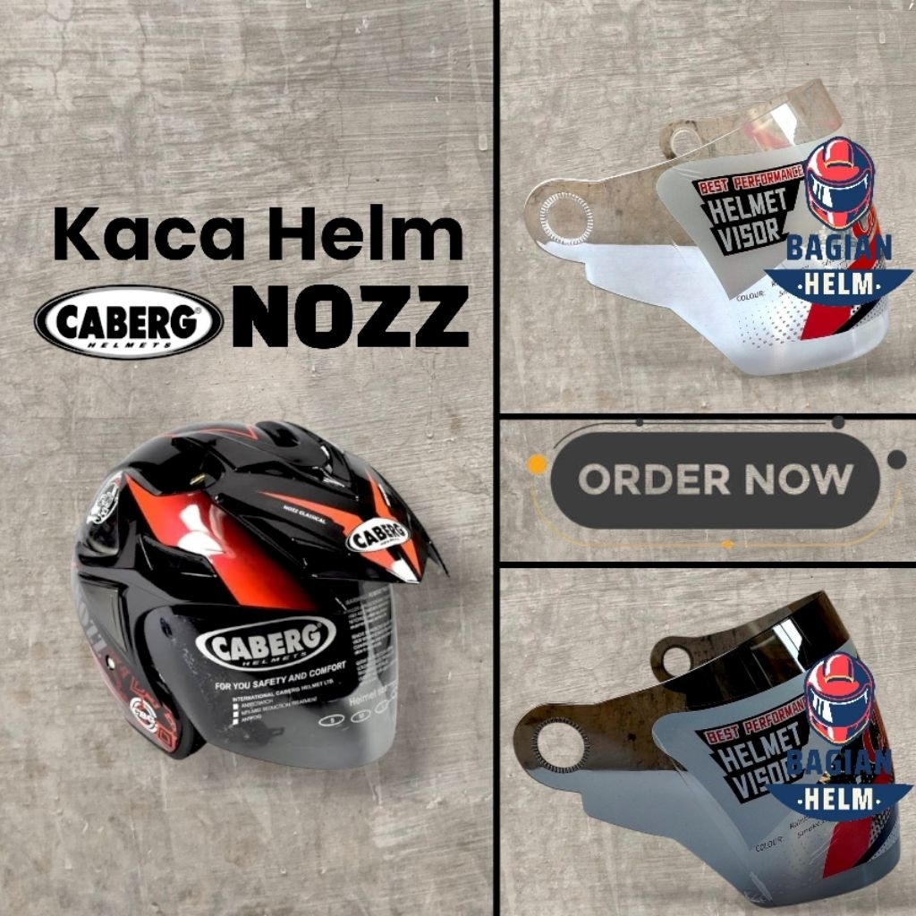 Kaca Helm Visor CABERG NOZZ Anti Pecah Warna Hitam Smoke Bening
