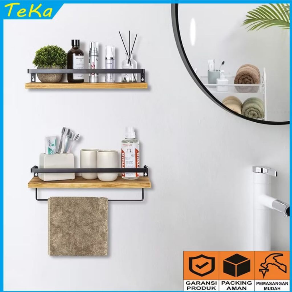 Rak dinding dapur kayu besi minimalis