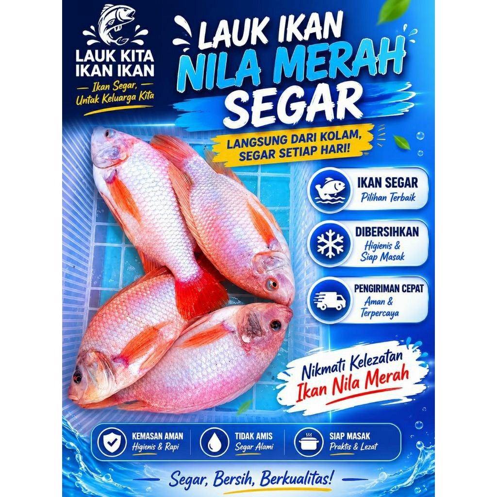 ikan nila merah segar konsumsi 1 kg isi 4/5