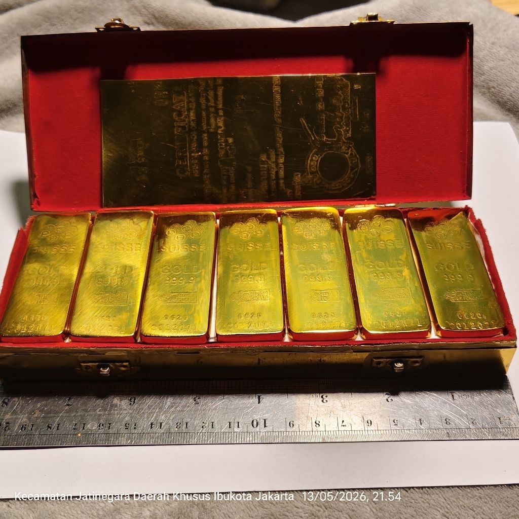 mediahikmah63 barang antik kuningan sari lapis warna mas emas 24k satu box bok isi 21 batang bukan l
