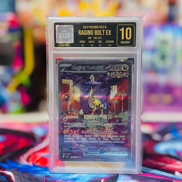 Kartu Pokemon tcg Original Raging Bolt EX SAR Indo Slab Grade 10 EGS