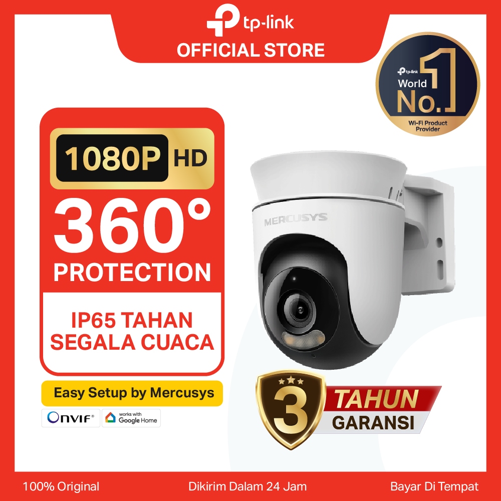 TP Link Mercusys MC500 Outdoor Pan/Tilt Security Wi-Fi Camera | resolusi 1080 HD | cakupan 360 deraj