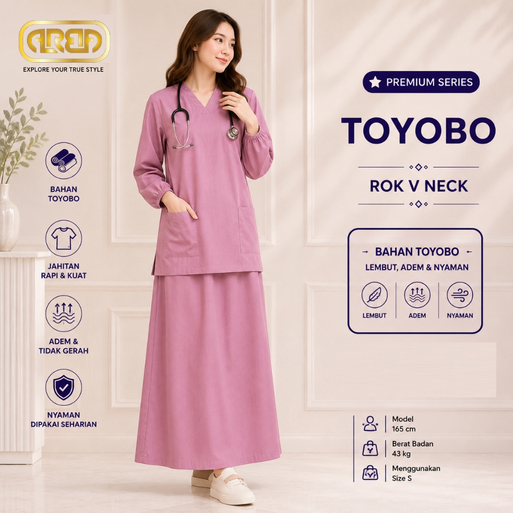 Baju OK Toyobo Scrub ROK Lengan Panjang KARET , Baju Medis Bahan Toyobo ORIGINAL Premium