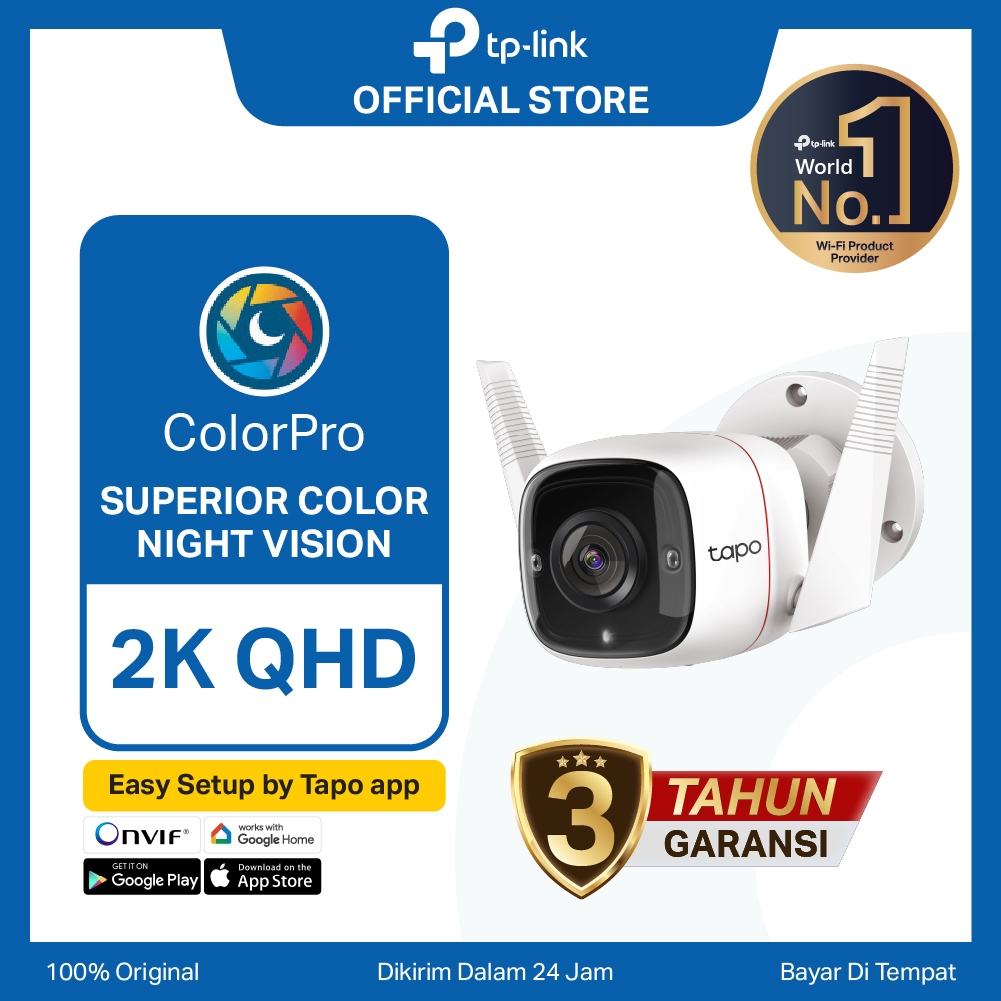 TP-Link | Tapo C325WB 2K QHD Outdoor WiFi Camera ColorPro Smart IP CCTV Kamera Night Vision Min IP66