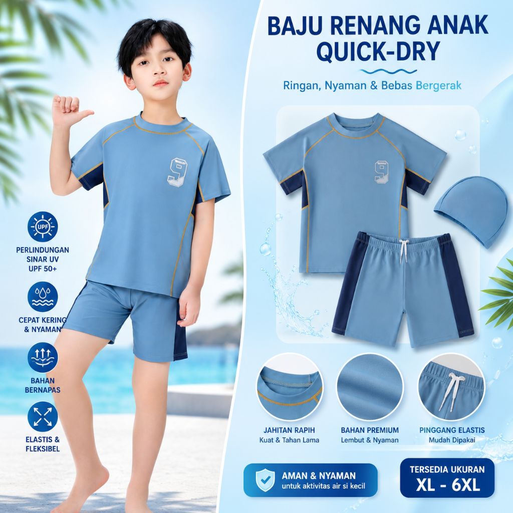 Baju renang anak laki-laki umur 3-15 tahun/ Setelan baju renang anak/ Baju renang anak laki-laki/ Se