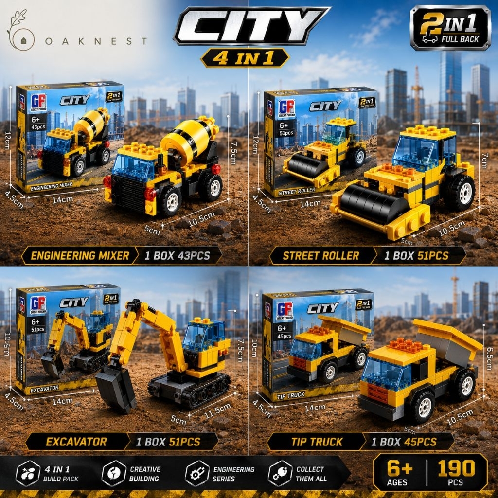 Lego Mobil Konstruksi Anak City 4in1 Block Brick DIY Truck Excavator Mainan Edukasi