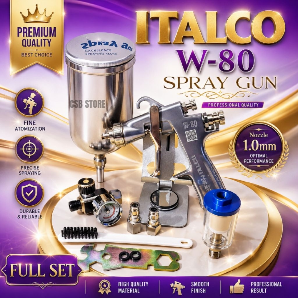 SPRAY GUN HVLP ITALCO W-80 TABUNG ATAS 400 ML NOZZLE 1.0 MM