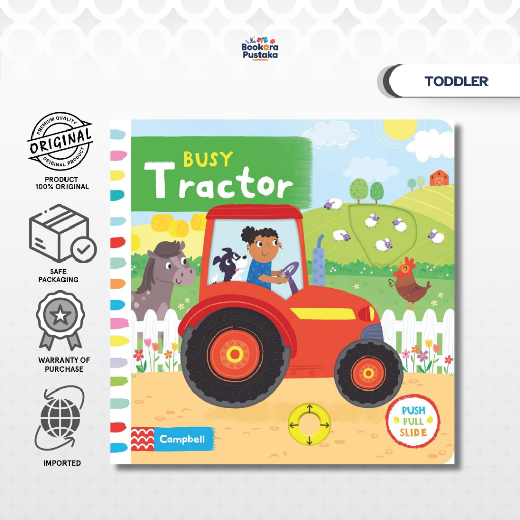Buku Import Push Pull Slide: Busy Tractor - 9781529005004 (Original English Book)