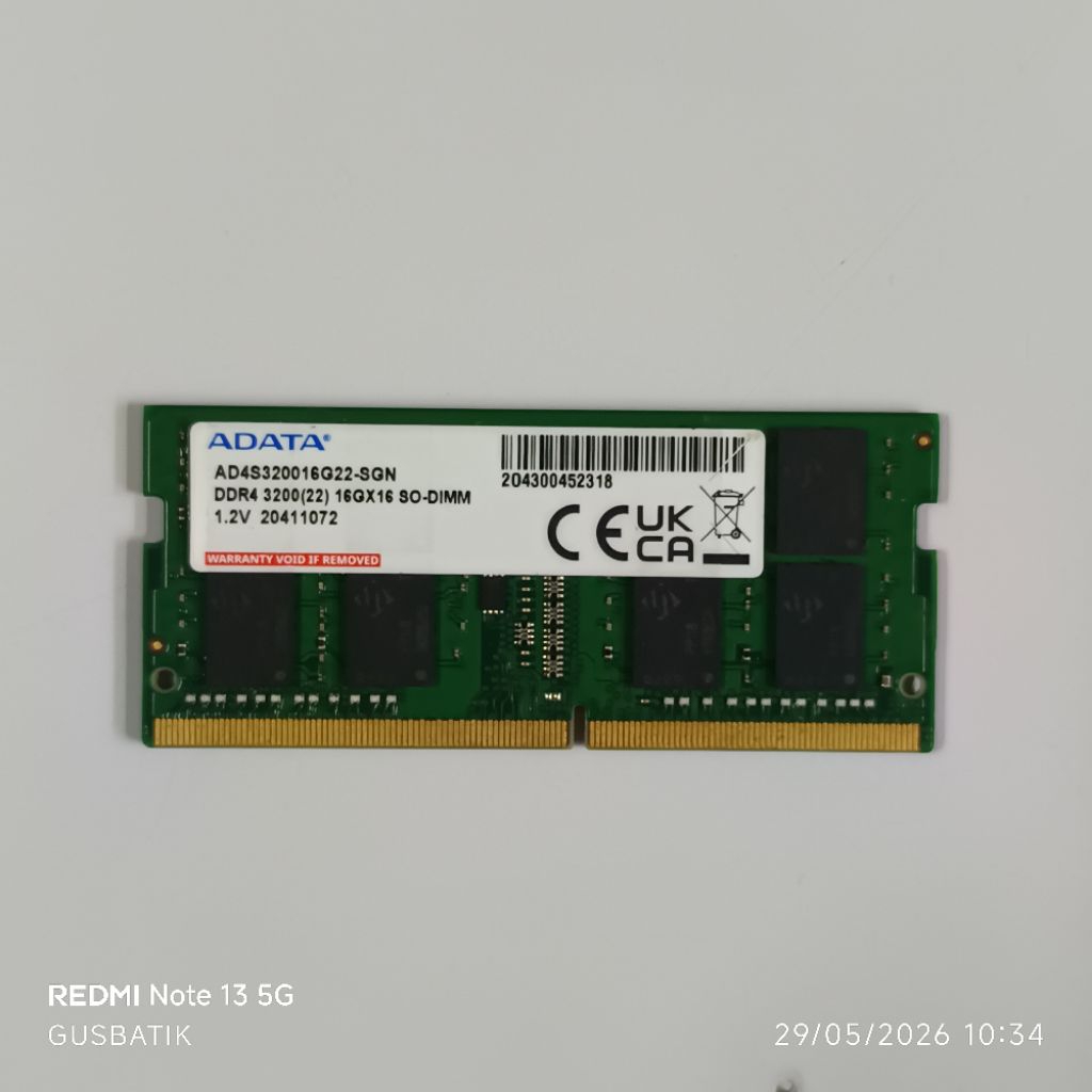 sodim ram memory laptop ddr4 16GB 16 GB pc 3200 Adata second