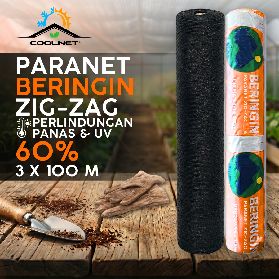 PARANET TANAMAN JARING PARANET / Jaring Peneduh ANTI UV  BERINGIN ZIG-ZAG 60% LEBAR 3 METER PANJANG 