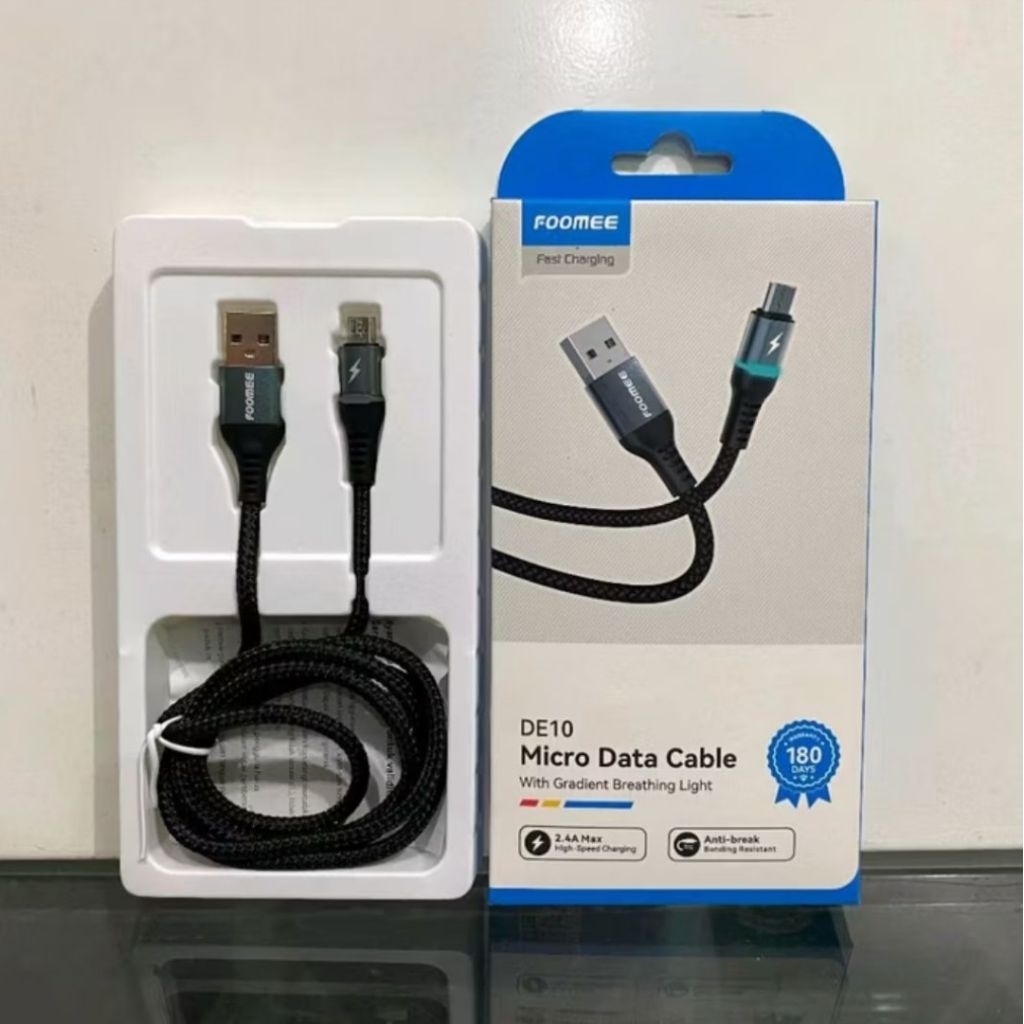 Foomee DE10 Kabel Data Micro 2.4A Fast Charging LED Indicator 1M