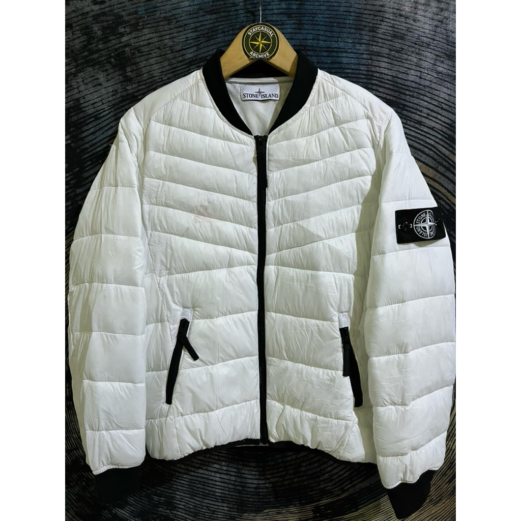 stone islnd puffer jacket ghost white