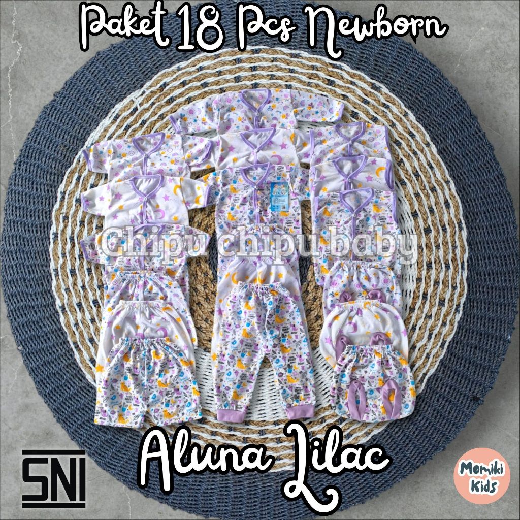 Baju Bayi Newborn 18 Pcs Seri Lilac Paket Lahiran 9 Set Pakaian Bayi Baru Lahir Bahan Pe Single