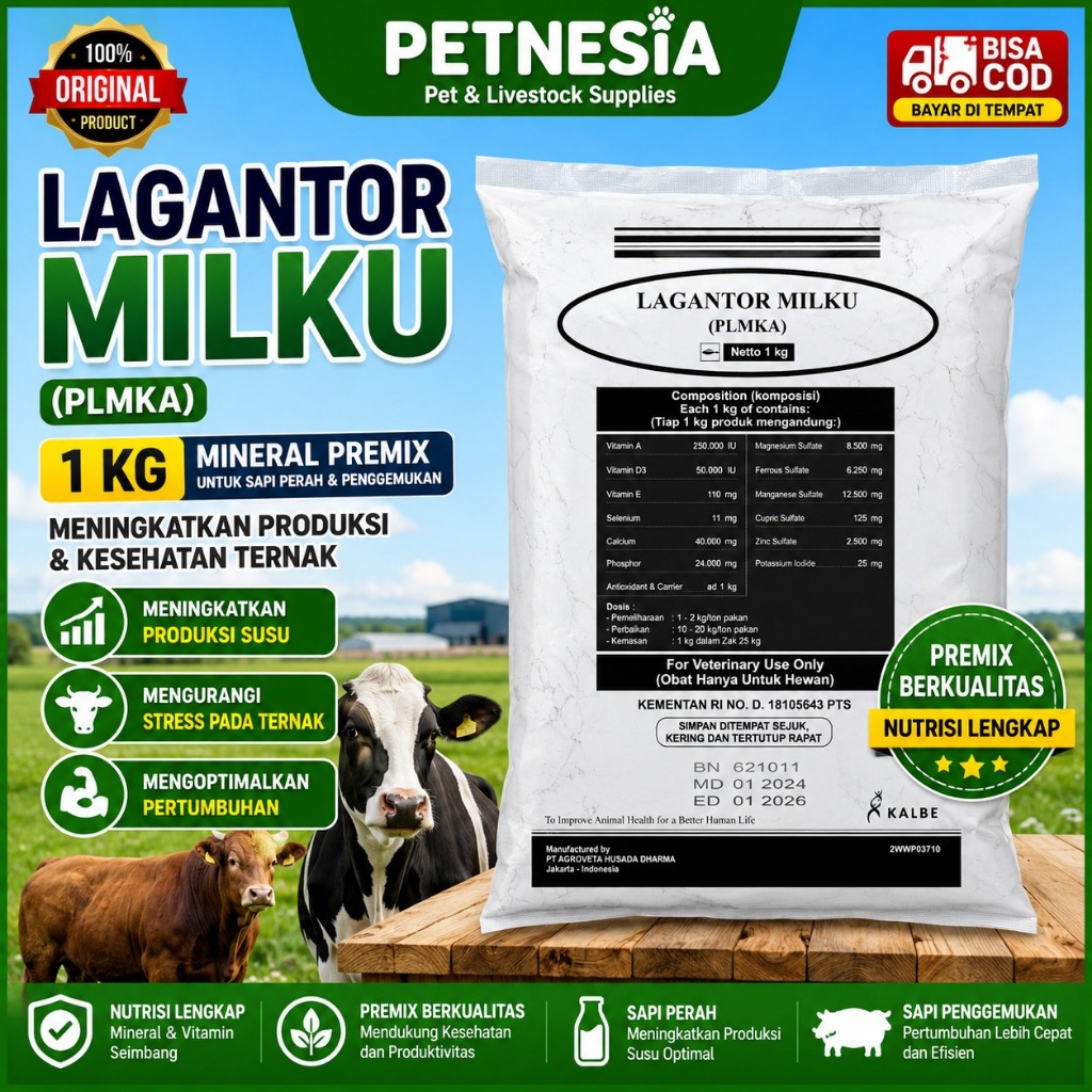 LAGANTOR MILKU 1 KG - Mineral Premix Untuk Penggemukan Dan Sapi Perah
