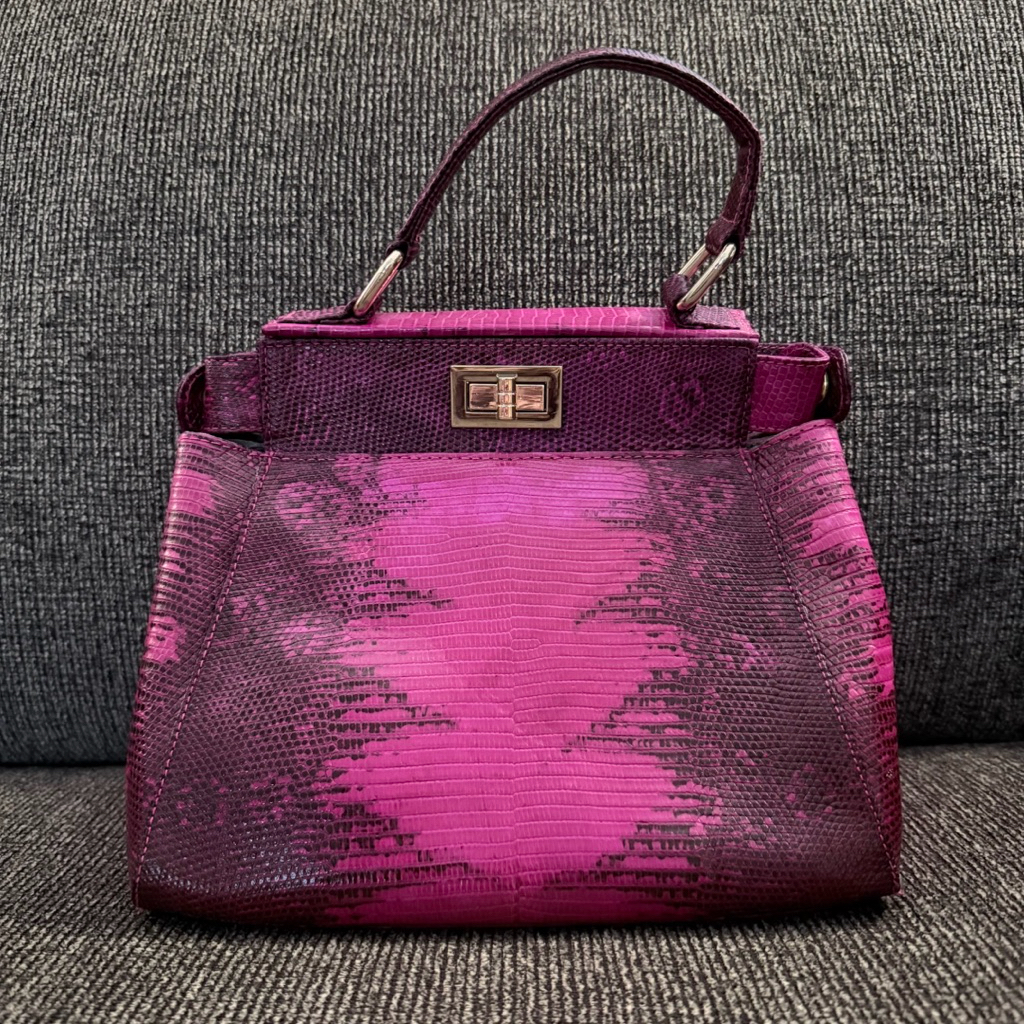 Peekaboo Tas Pesta Kulas Kulit Biawak Asli Magenta Pink Fendoy