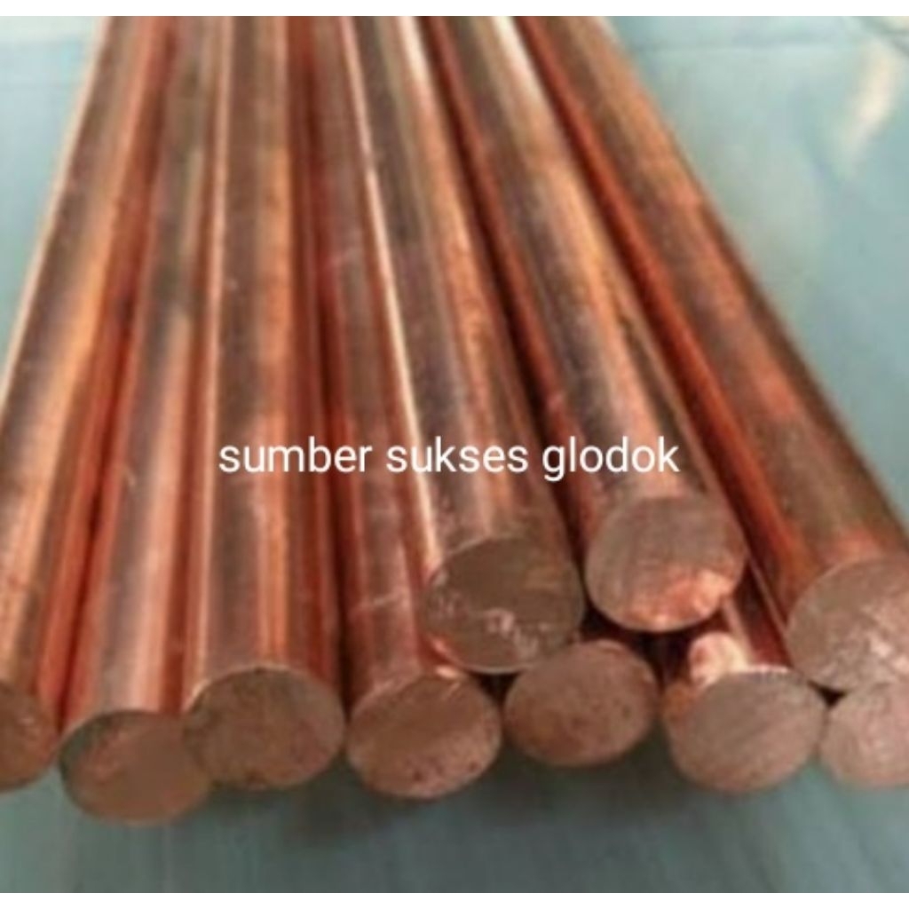 as tembaga murni batangan diameter 8mm x 1000mm / 1meter  tembaga bulat padat