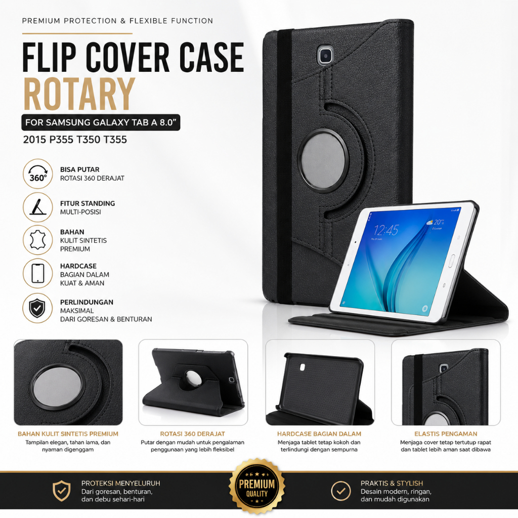Samsung Galaxy Tab A8 2015 P355 T350 T355 8 inch Case Rotary 360 Flip Cover Casing Tablet Standing