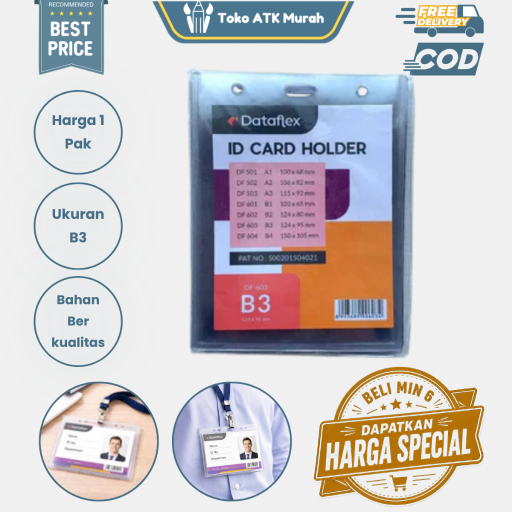 Plastik Id Card Case B3 | Plastik Name Tag / Plastik Nama Landscape
