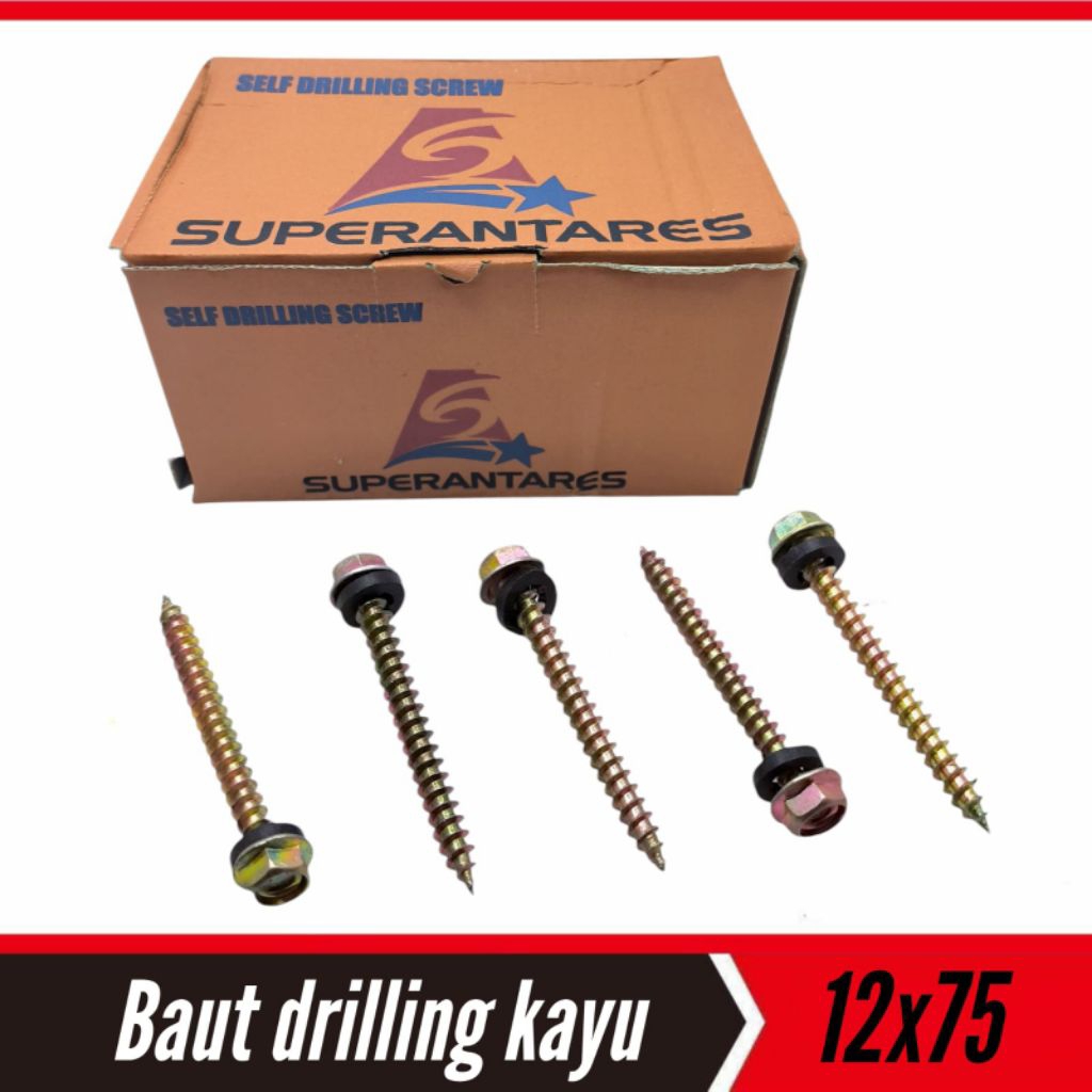 3 Inch Baut Drilling Kayu Skrup Roofing Kayu 12 x 75 (7,5cm)