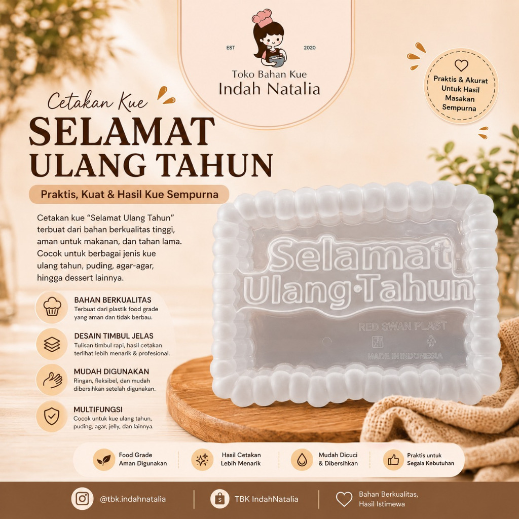 Loyang Puding / Jelly Selamat Ulang Tahun PERSEGI PANJANG 24x18x6 cm