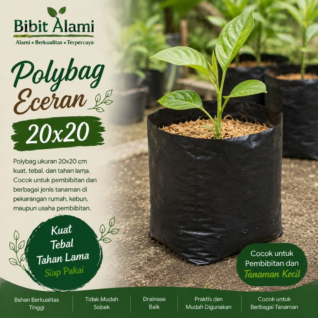 Polybag Eceran 20x20 Hitam Tebal Media Tanam Polybag Tanaman Pot Plastik Tanam Sayur Buah Bibit Poly