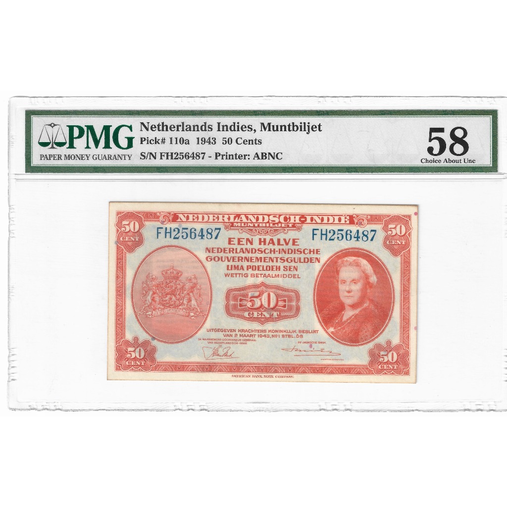 Uang Kuno 50 Cent Gulden NICA Belanda PMG