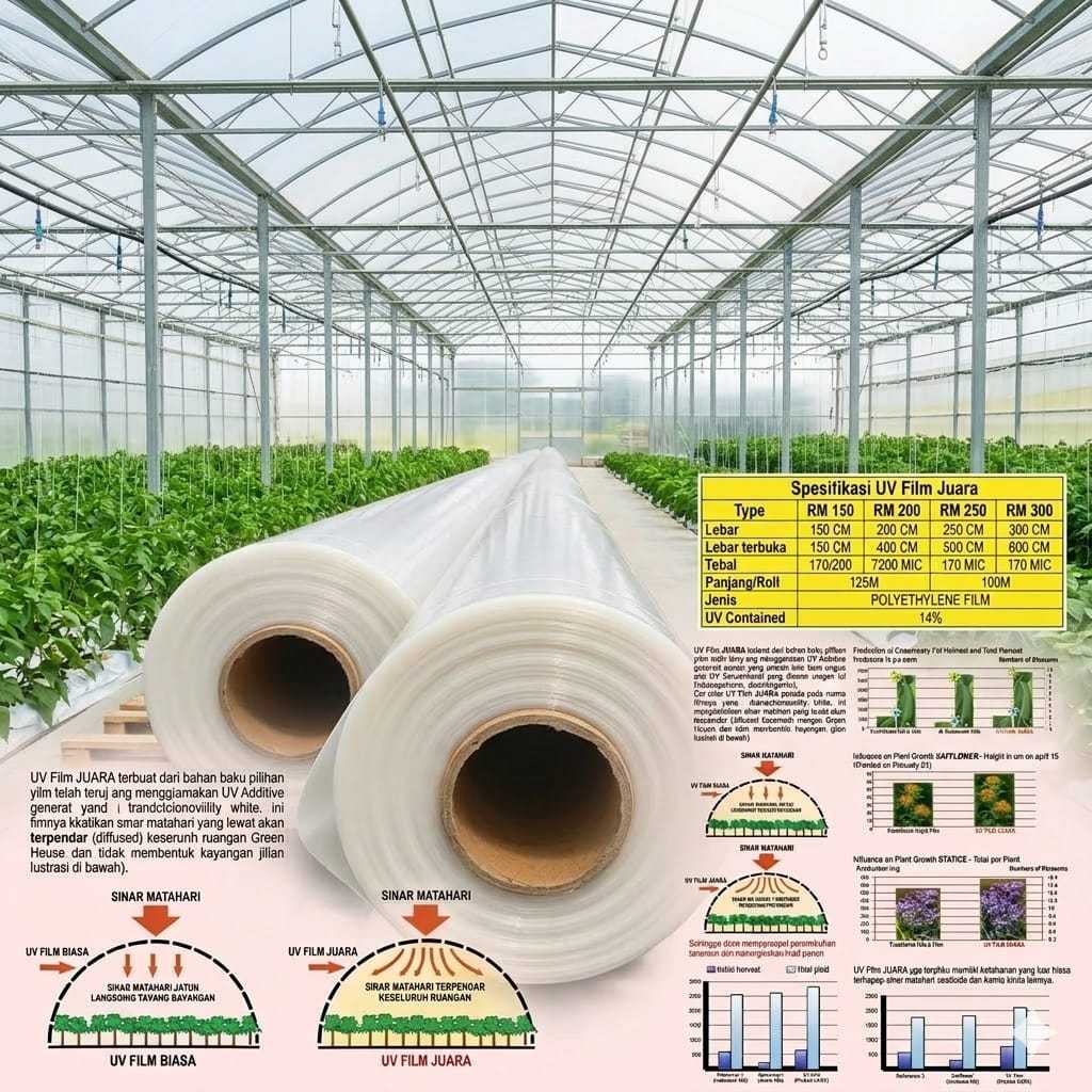 Plastik UV JUARA Lebar 6 Meter 200 Micron / Plastik UV Green House Lebar 6 Meter Tebal 200 micron- E
