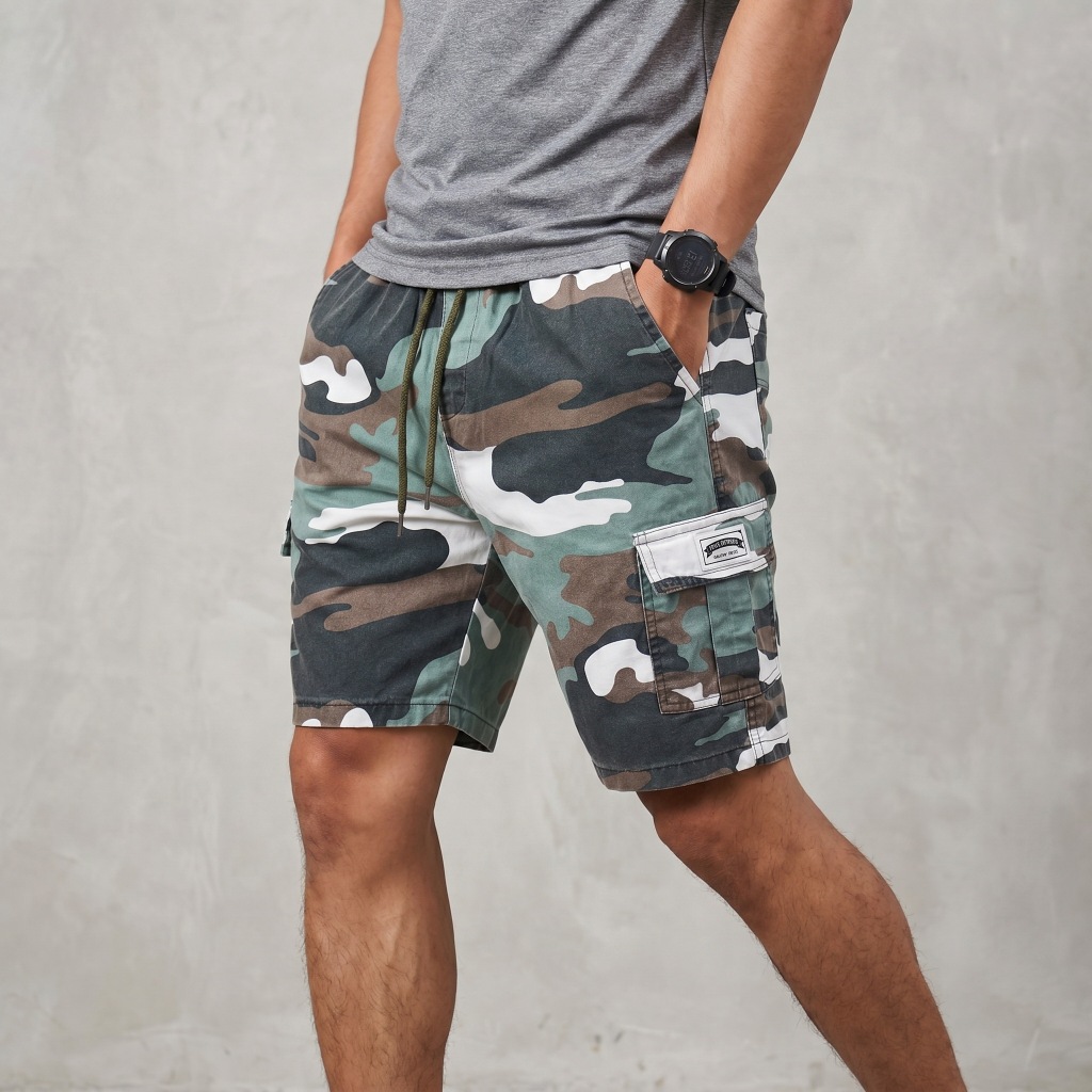 Celana Pendek Pria Cargo Camo Army Keren Size XL