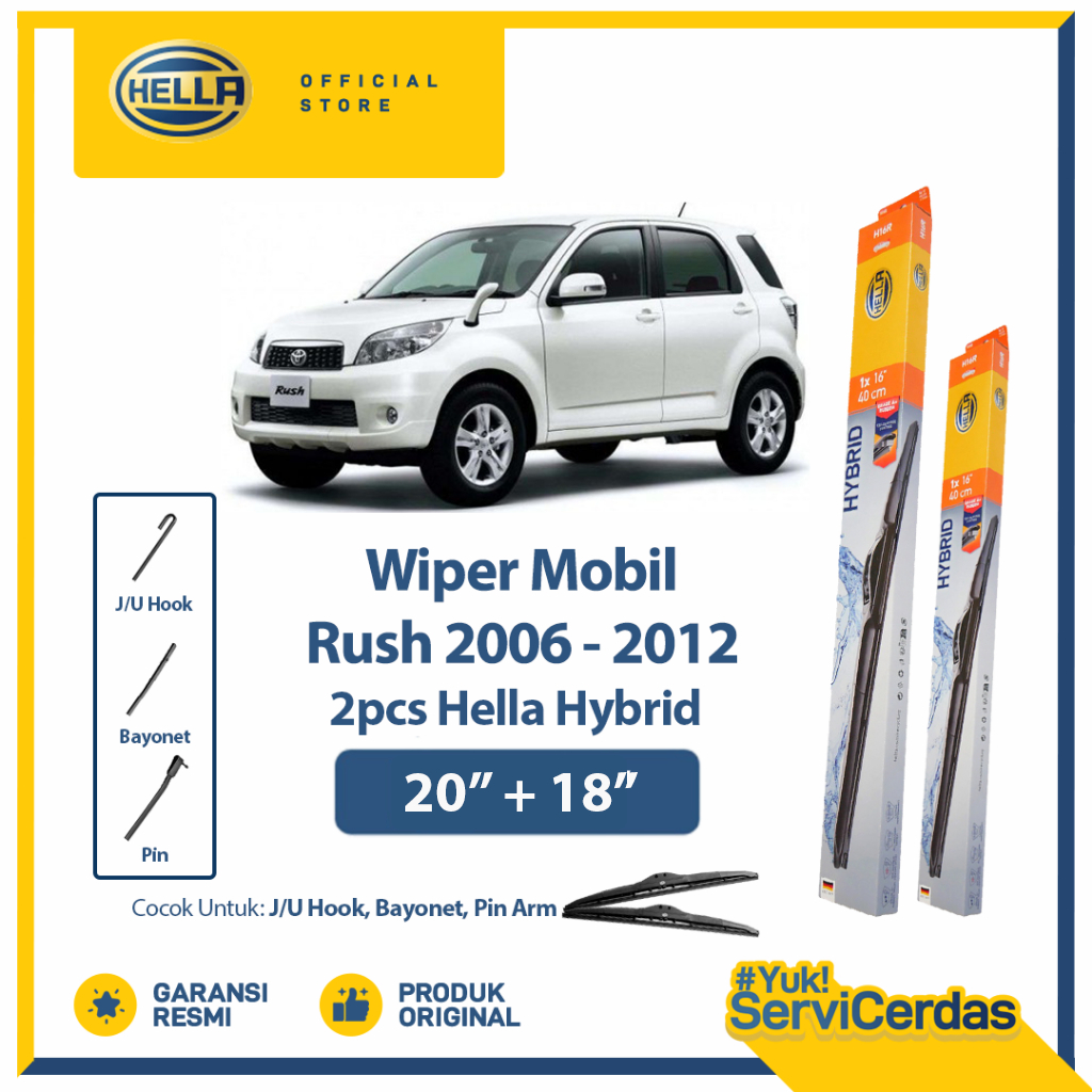 Wiper Mobil TOYOTA RUSH 2006-2012 20” + 18” (2pcs) - HELLA Hybrid