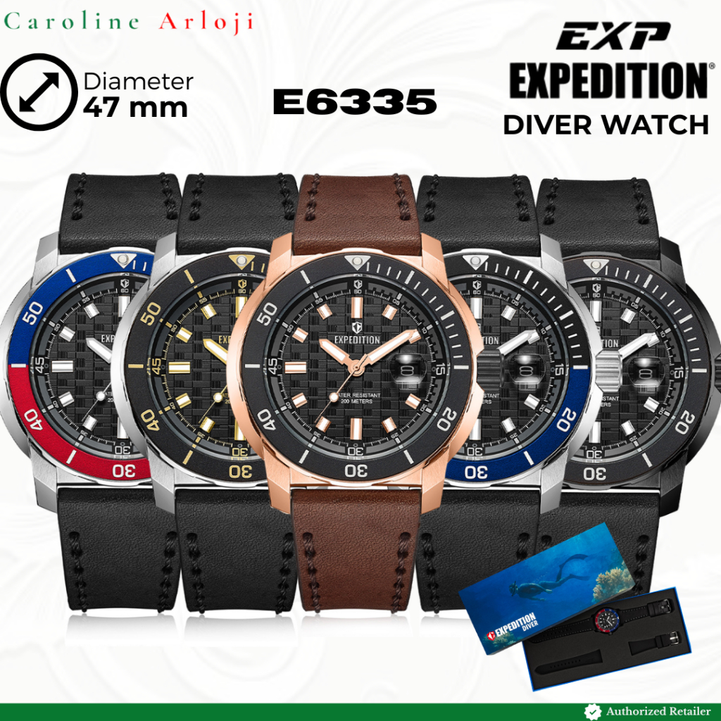 Jam Tangan Pria Expedition E6335 / E 6335 Diver Watch Strap Kulit Leather