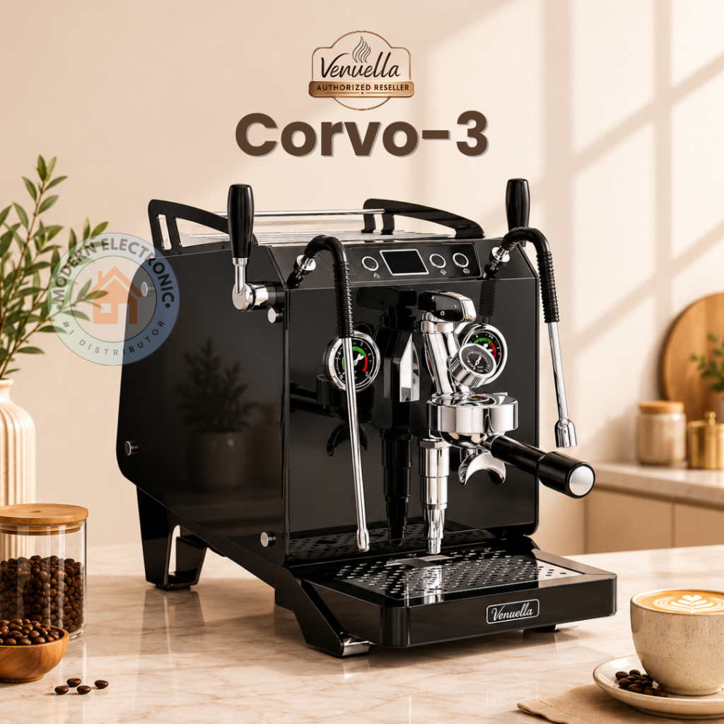 Venuella Corvo 3 Mesin Espresso Komersial 3 Group HX 220V 1900W Midnight Black