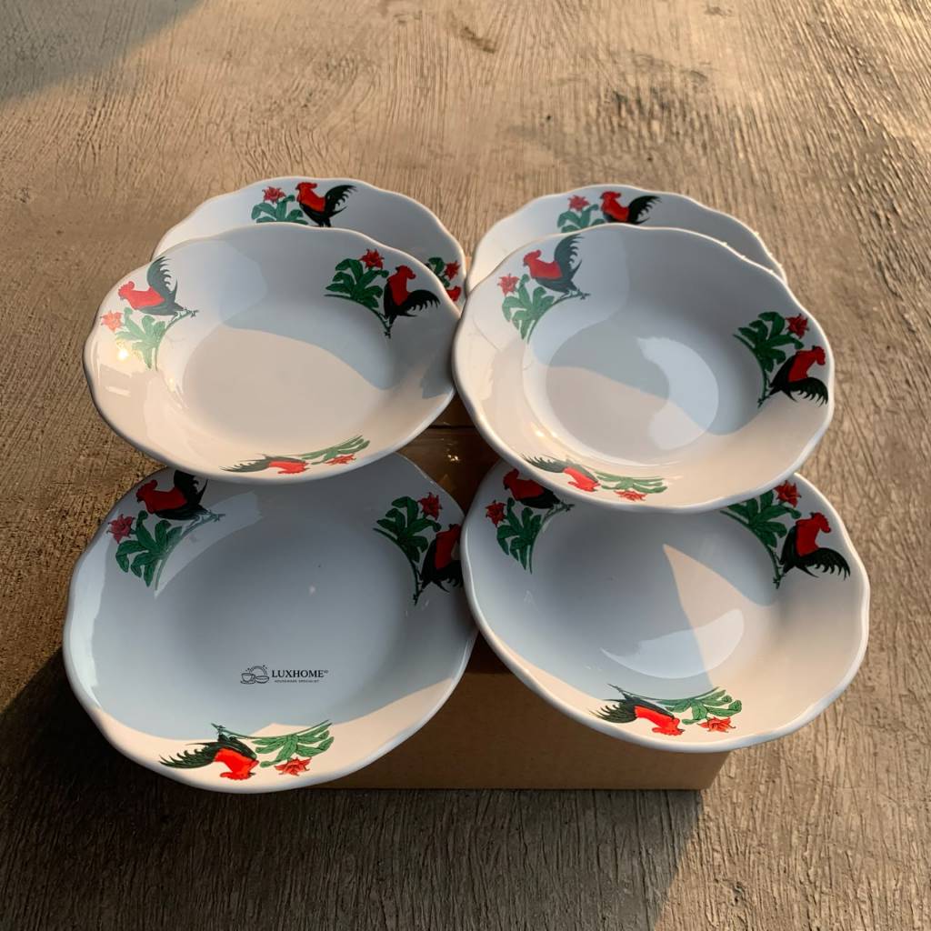 6 PCS Piring Keramik Motif Ayam- Piring Lucu- Piring Keramik Modern