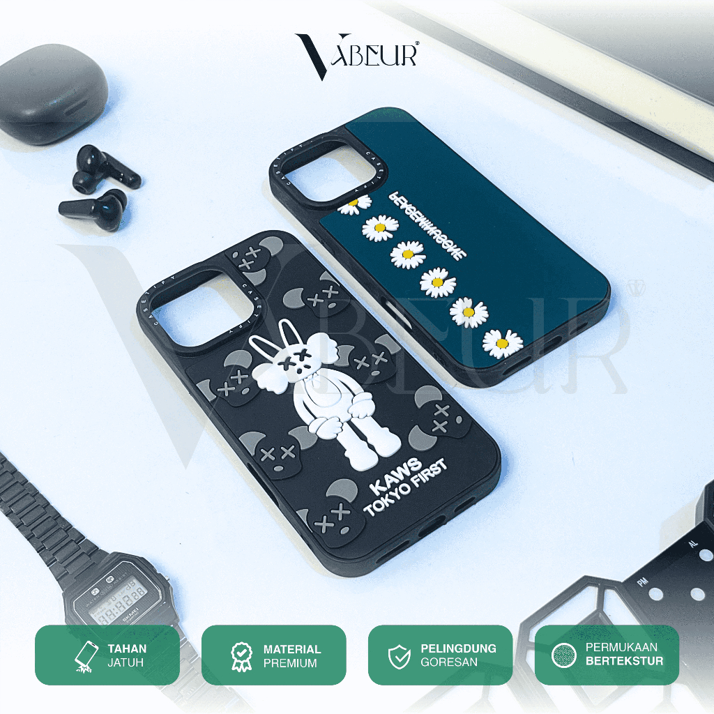 Vabeur Case iPhone 3d softcase casing iphone XR 11 Pro Max 12 13 Mini 14 Pro Max 15 Pro Max 16 Pro M