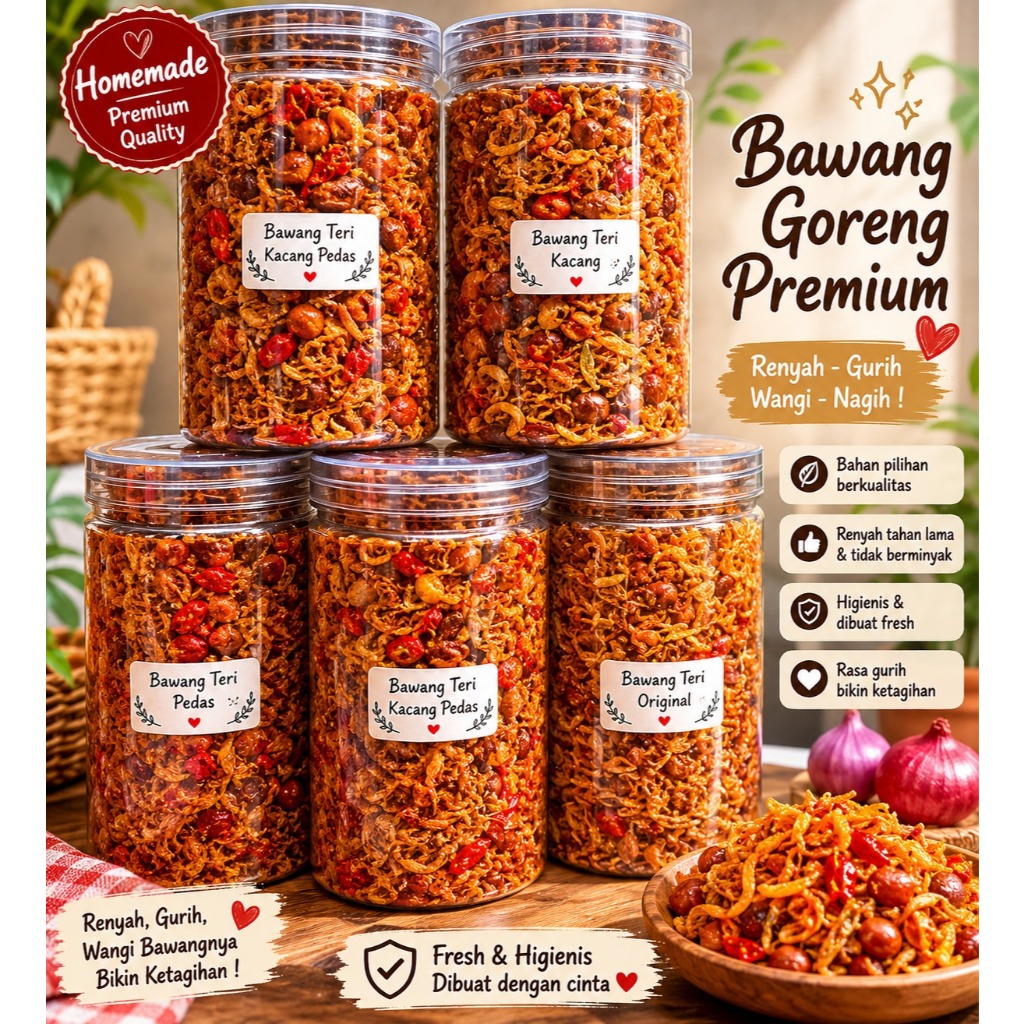 Bawang Goreng Merah - Teri Kacang Pedas - Mami Lauw