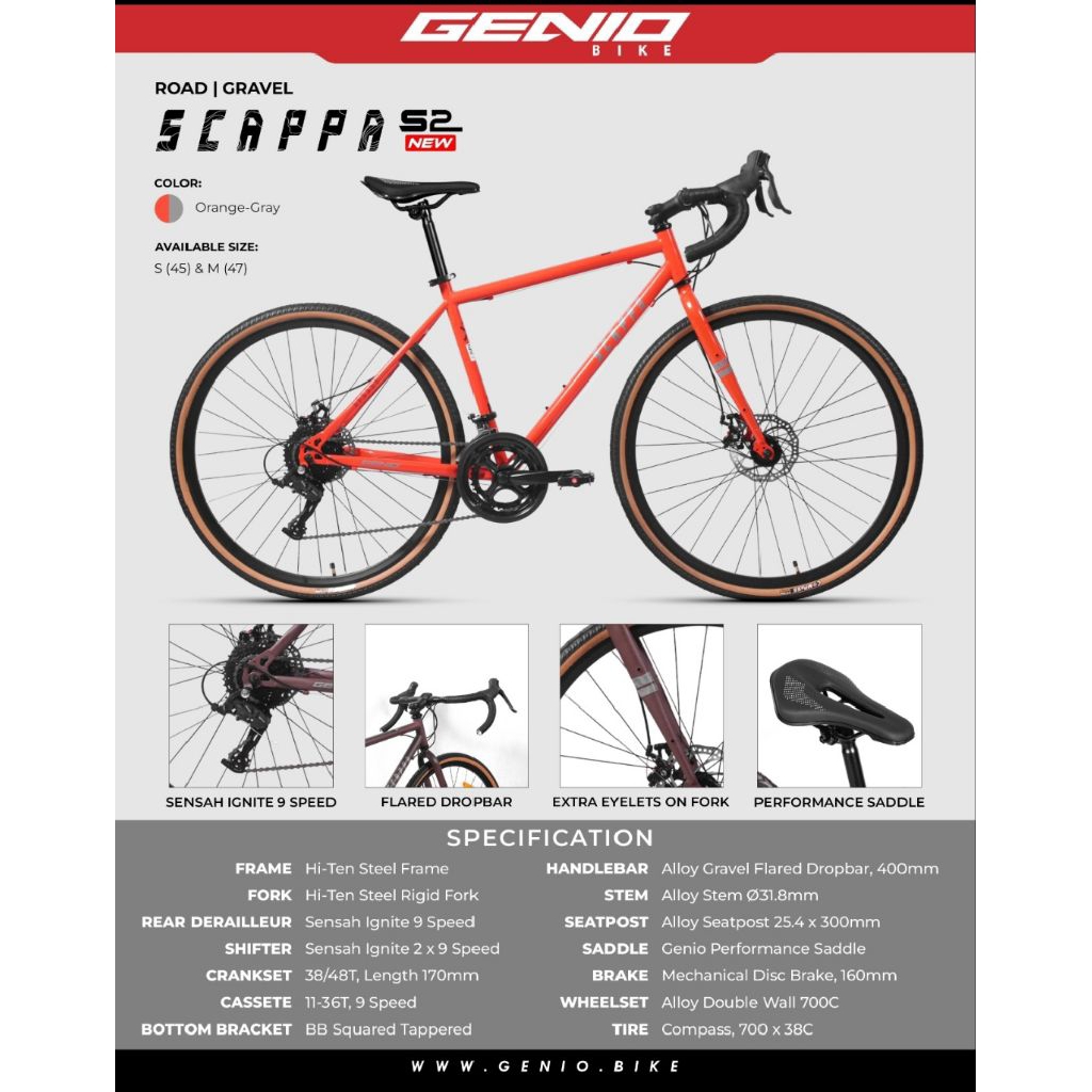 Sepeda Gravel Bike GENIO SCAPPA S2 700C