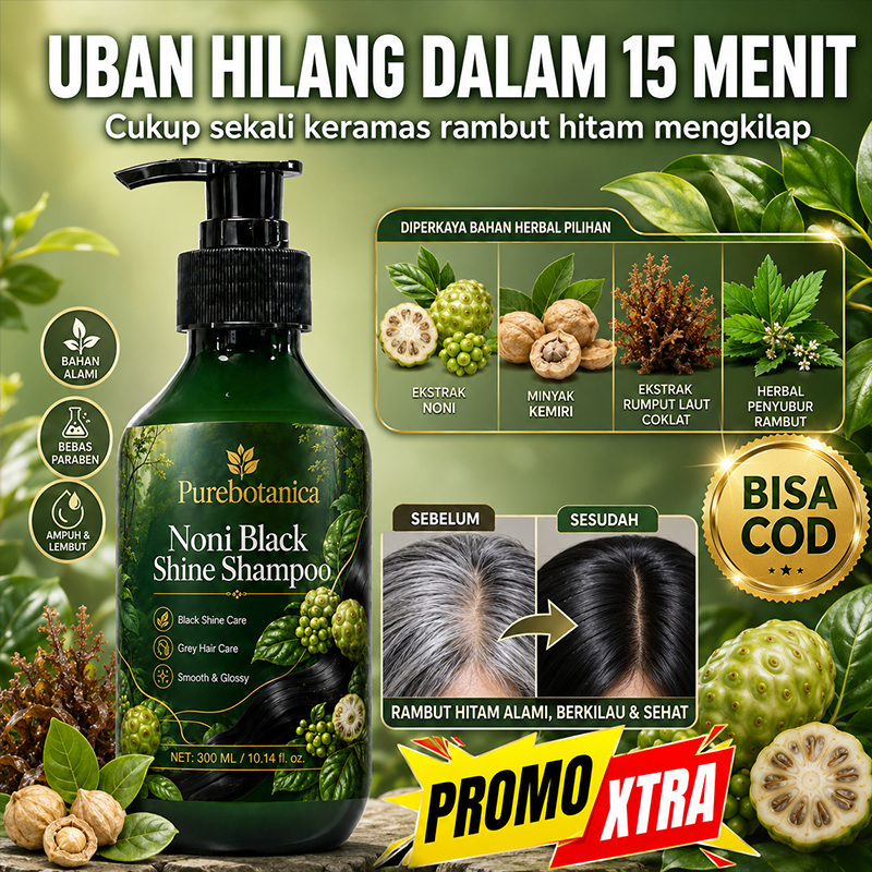 Shampo Semir Rambut Herbal 300ml Mengkudu Noni Penutup Uban Instan Cat Rambut 15 Menit Pewarna Rambu