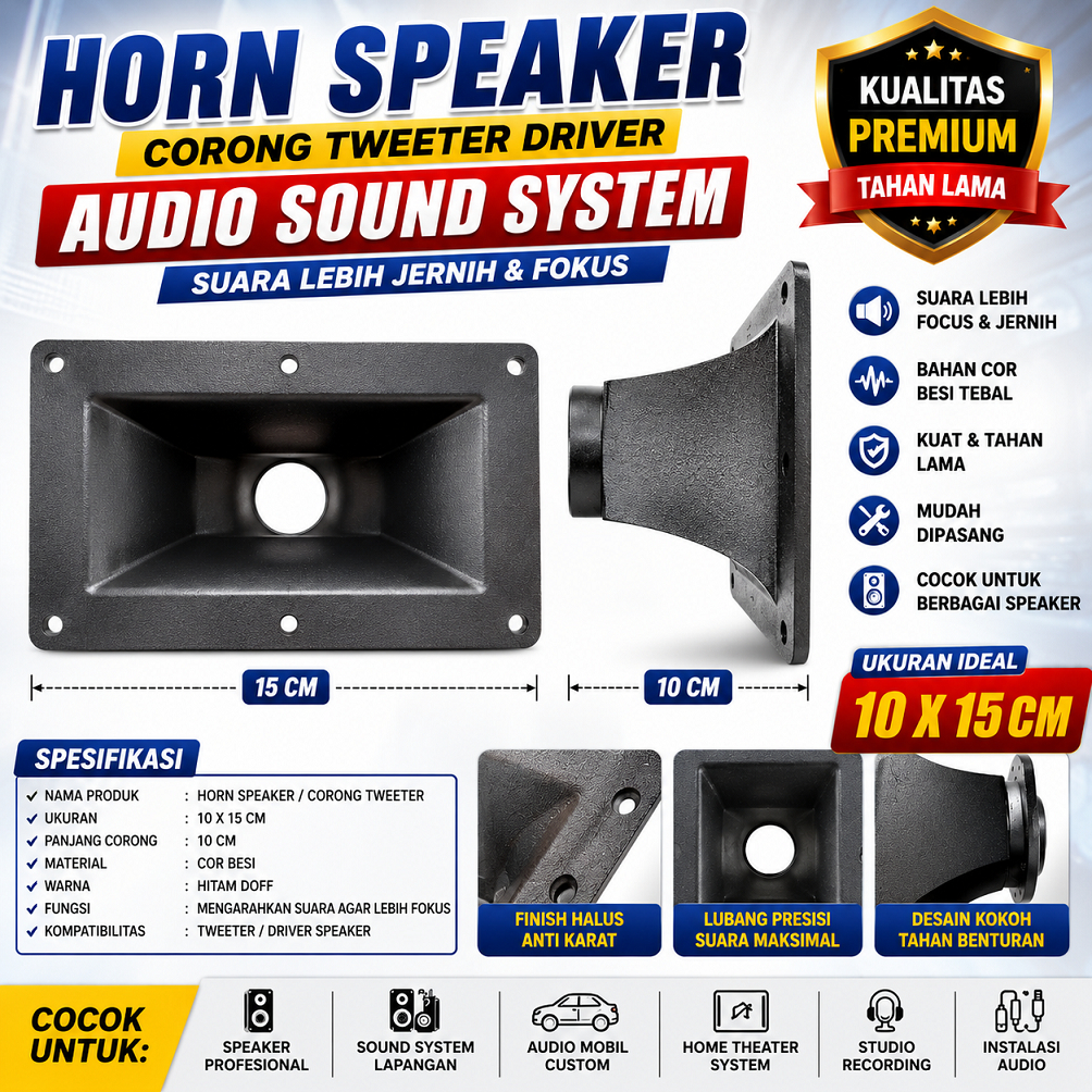 Horn Speaker 10x15 Corong Tweeter Driver Audio Sound System