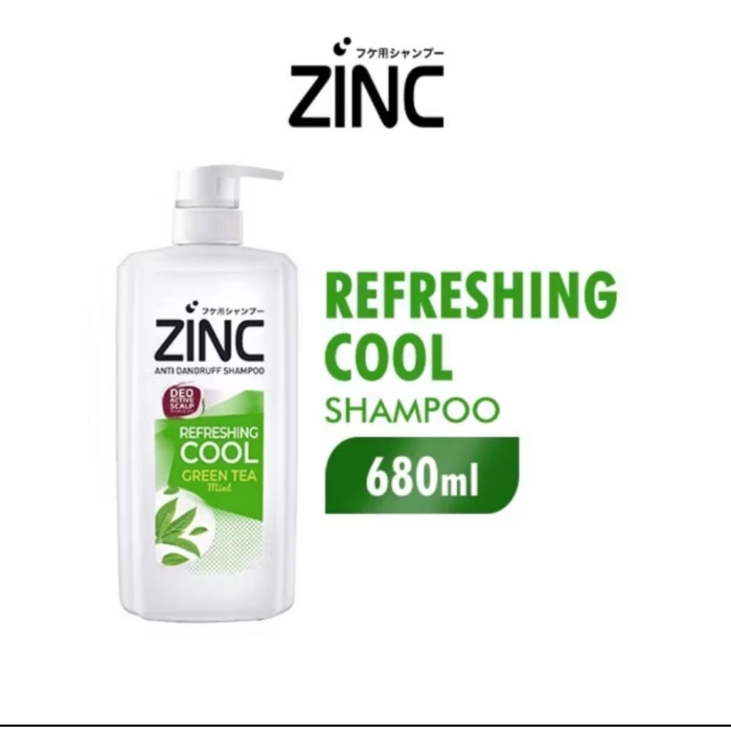 ( New ) Zink Shampoo Refreshing Cool Green Tea Botol 680 ml
